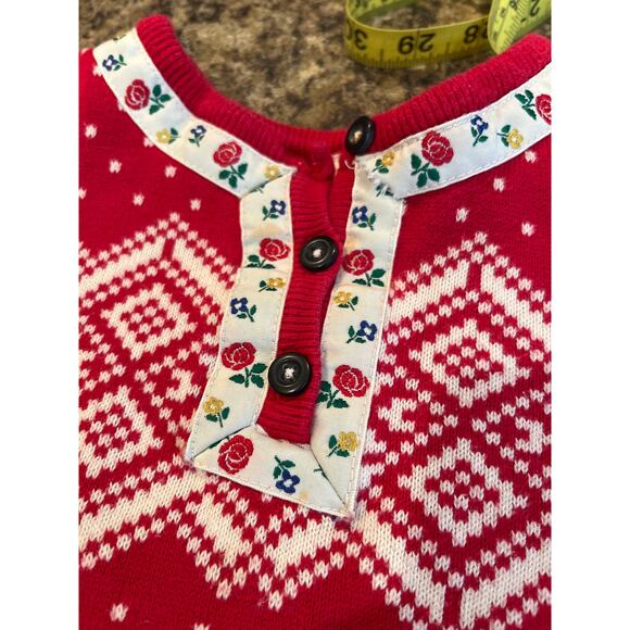 Hanna Andersson 2T Sno Happy Sweater Dress Red Nordic pattern Holiday Christmas - Picture 6 of 6